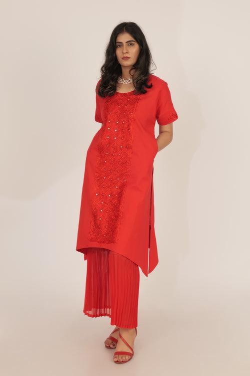 Red Kurta with pants