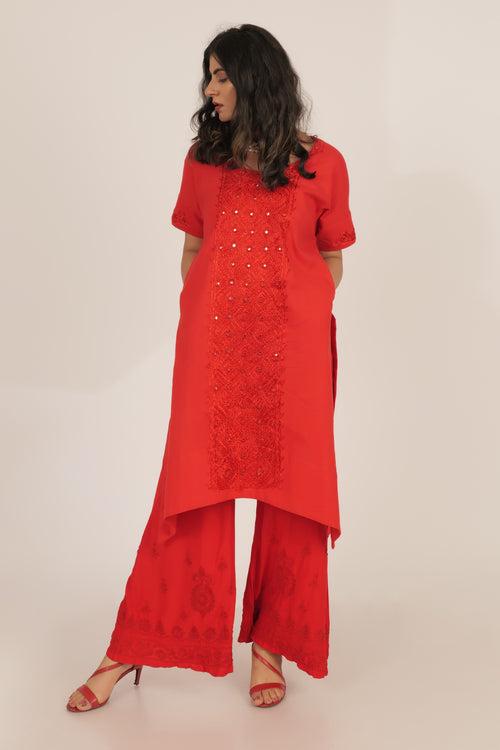 Red Kurta with pants