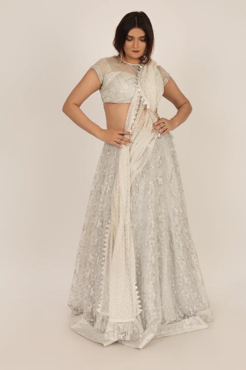 Silver lehnga skirt