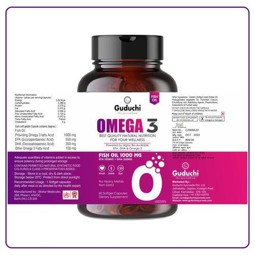 OMEGA 3 CAPSULES WITH FISH OIL - 1000MG TRIPLE STRENGTH - 60 CAPSULES