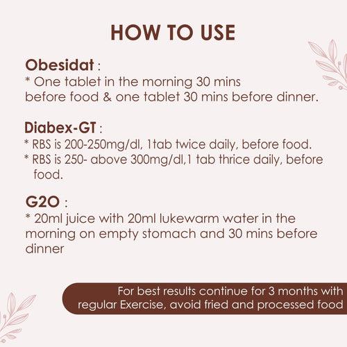 Weight Loss Regimen for Diabetes. Obesidat, Diabex-GT & G2O Water Mix.