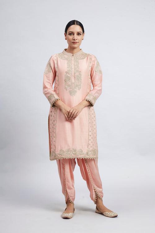 Aabish- Carnation Pink Embroidered Kurta Set (RTS)