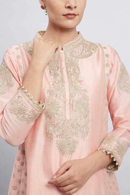 Aabish- Carnation Pink Embroidered Kurta Set (RTS)