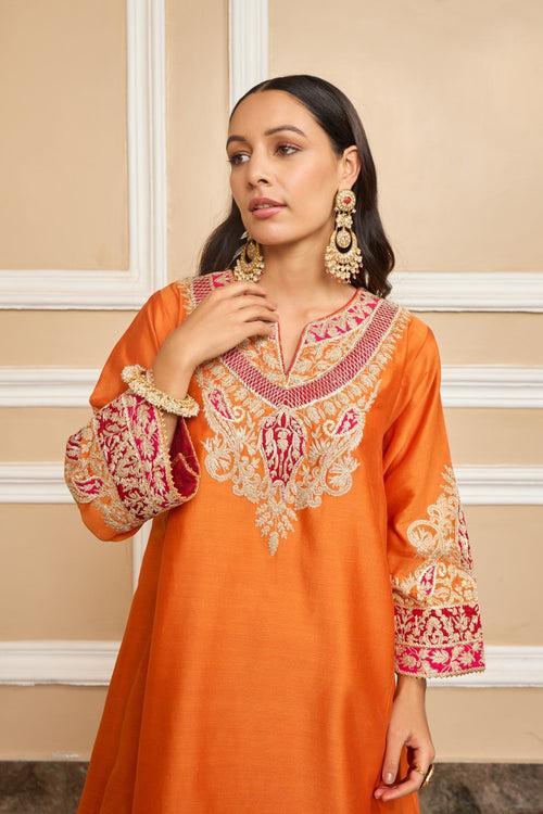 MEHRISH - ORANGE SHORT KALIDAAR CHOGA WITH SALWAR (RTS)