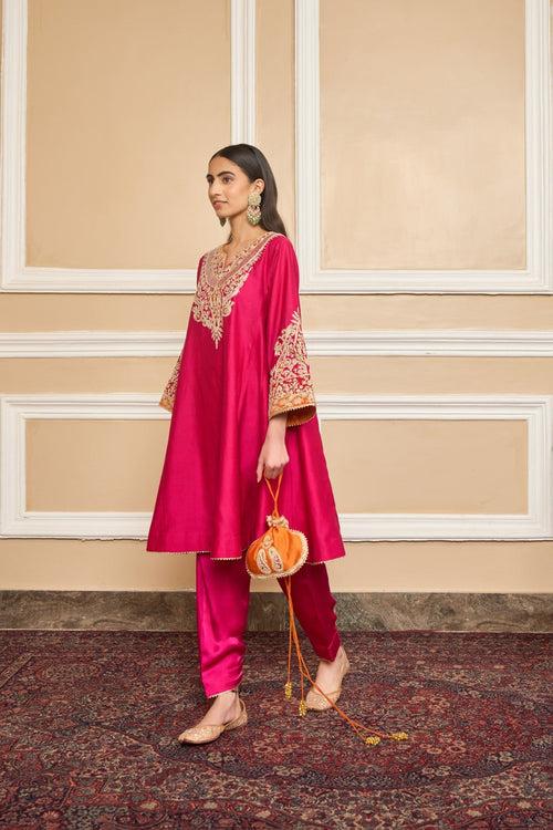 AHANA GHAI IN MEHRISH - HOTPINK SHORT KALIDAAR CHOGA WITH SALWAR (RTS)