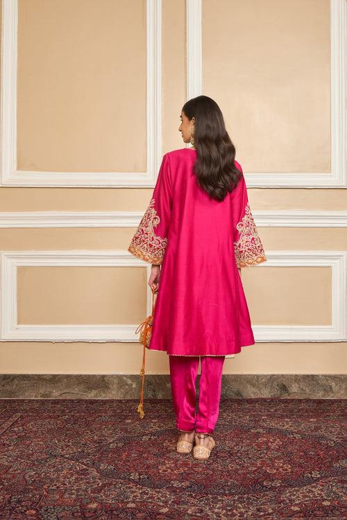 AHANA GHAI IN MEHRISH - HOTPINK SHORT KALIDAAR CHOGA WITH SALWAR (RTS)