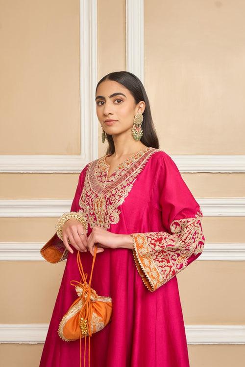 AHANA GHAI IN MEHRISH - HOTPINK SHORT KALIDAAR CHOGA WITH SALWAR (RTS)