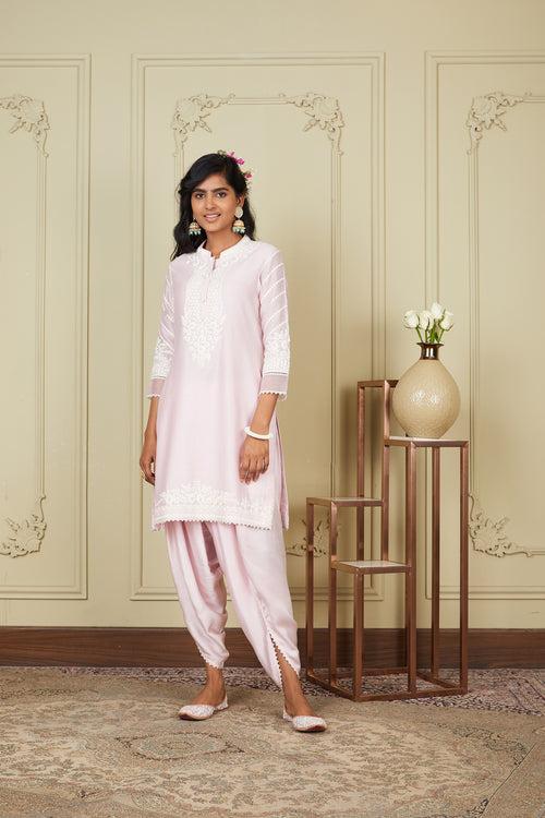 Ayika - Pearl Blush Short kurta with dhoti