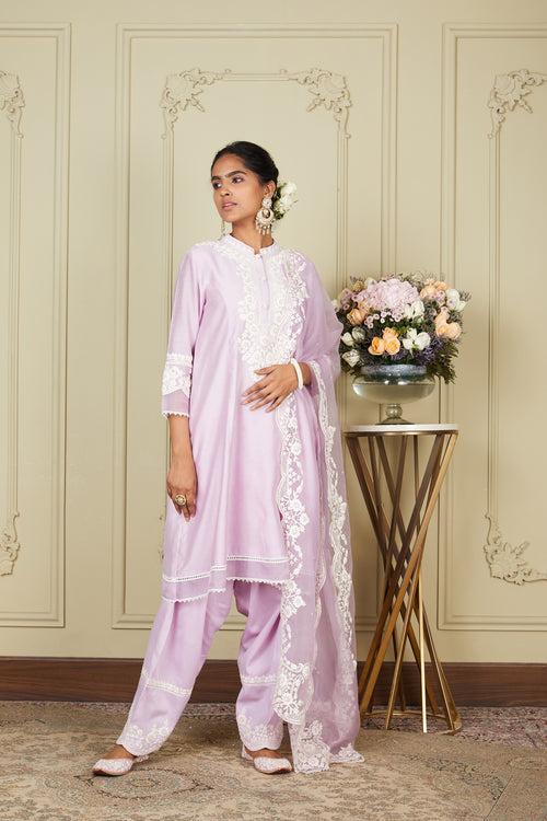 Ryhana - Periwinkle A-line short kurta with salwar and dupatta