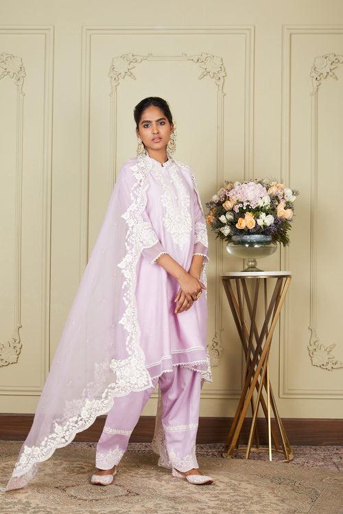 Ryhana - Periwinkle A-line short kurta with salwar and dupatta