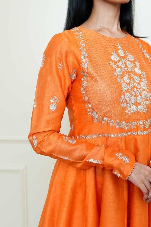 Shahana-Pumpkin Orange Georgette Gharara Set