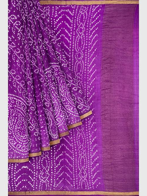 Magenta Traditional Bandhani Saree in Crepe