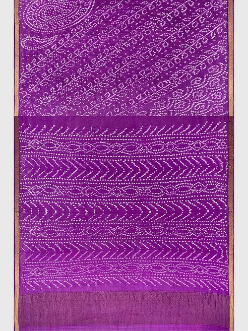 Magenta Traditional Bandhani Saree in Crepe