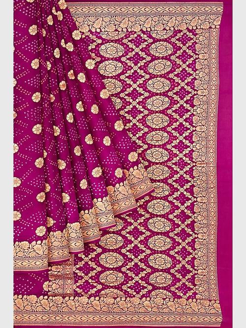 Pink Banarasi Bandhani Saree in Georgette