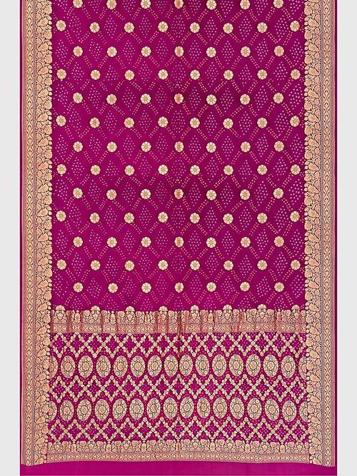 Pink Banarasi Bandhani Saree in Georgette