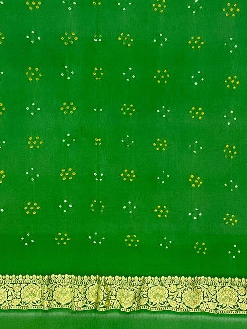 Parrot Banarasi Bandhani Saree in Georgette