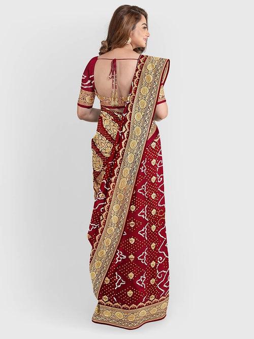 Red Banarasi Bandhani Saree in Georgette