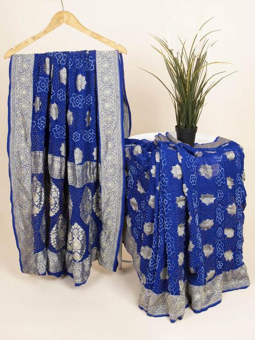 Blue Banarasi Bandhani Saree in Georgette