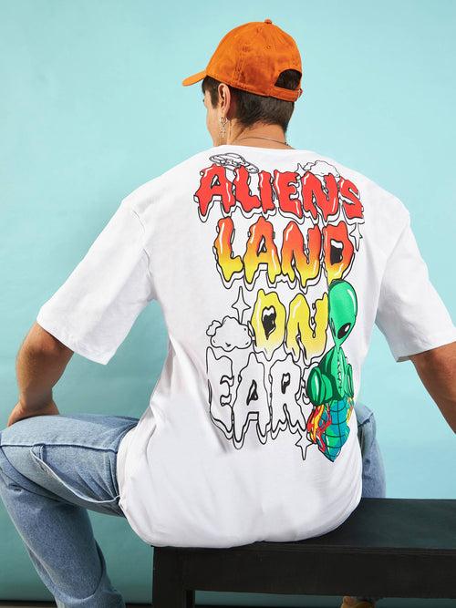 Unisex White ALIENS Oversized T-Shirt