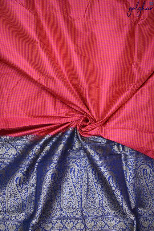 Katan Silk Fuchsia Handloom Piping Border Saree