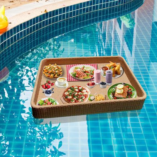 Alarico Luxury Floating Serving Tray For Swimming Pool - Light Brown( Rectangle )