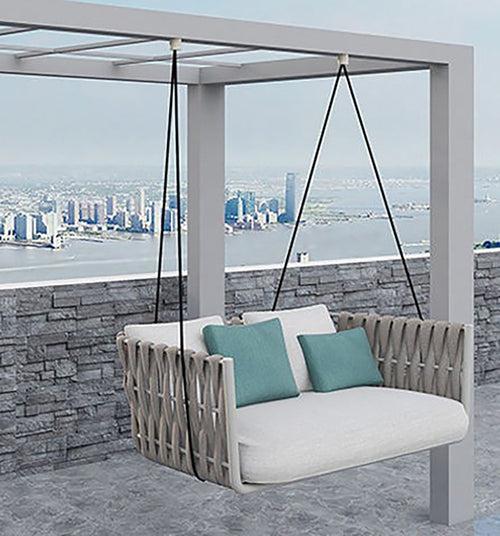 Reto Double Seater Hanging Swing Without Stand For Balcony , Garden Swing (Beige) Braided & Rope