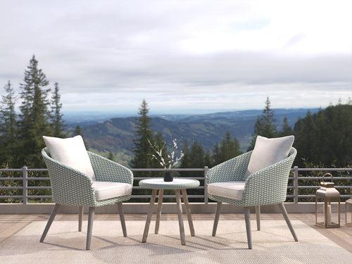 Orek Outdoor Patio Seating Set 2 Chairs and 1 Table Set (Grey + White)