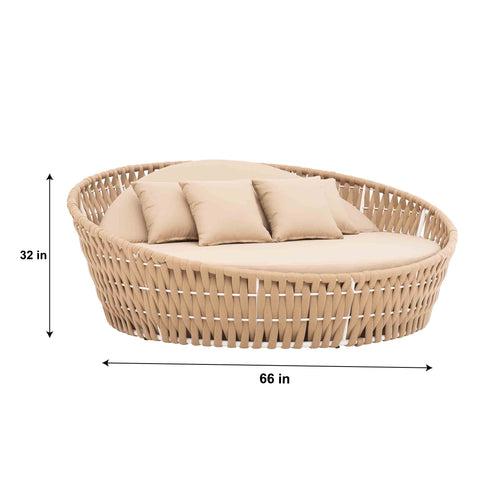 Neck Outdoor Poolside Sunbed With Cushion Daybed (Tan) Braided & Rope