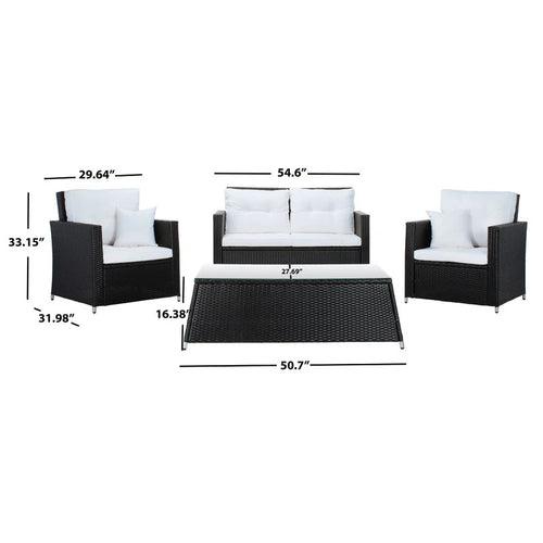 Moreau Outdoor Sofa Set 2 Seater, 2 Single seater and 1 Center Table (Black + White)