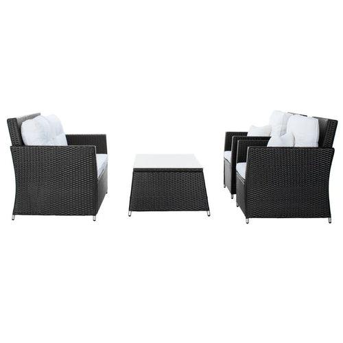 Moreau Outdoor Sofa Set 2 Seater, 2 Single seater and 1 Center Table (Black + White)