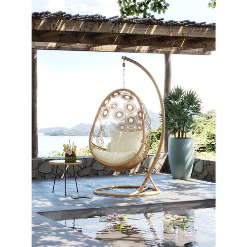 Ajax Single Seater Hanging Swing With Stand For Balcony , Garden (Khaki)