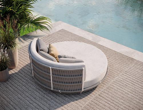 Nemi Outdoor Poolside Sunbed With Cushion Daybed (Grey) Braided & Rope