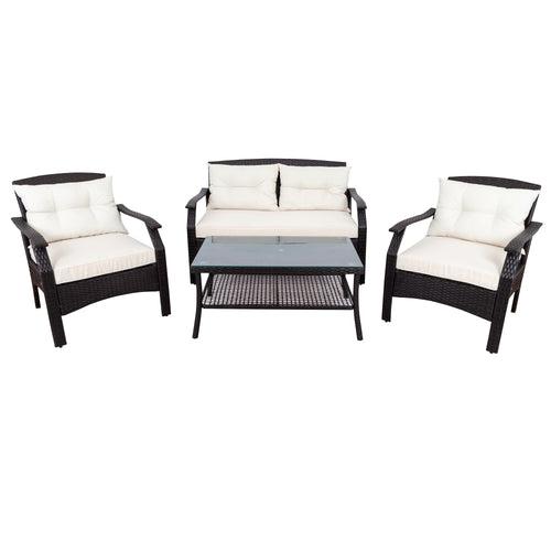 Odette Outdoor Sofa Set 2 Seater, 2 Single seater and 1 Center Table (Dark Brown)