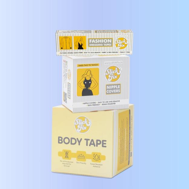 SlickFix Body Tape combo - Body Tape, Fashion dressing tape & Nipple covers (Skin)