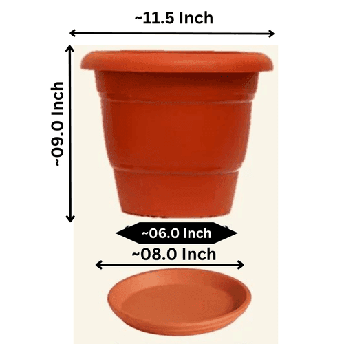 12-Inch Brown Flower Pot & Plate - Set of 5/10