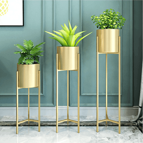 Nordic Gold Planter & Pot - Set of 3