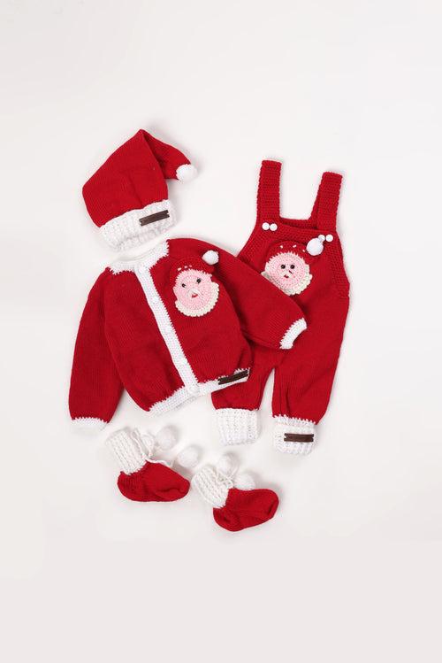 Santa Dungaree Set- Red & White