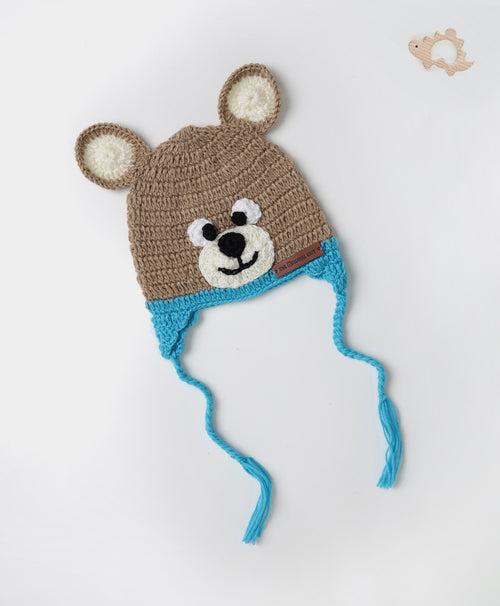 Handmade Teddy Cap- Beige & Blue