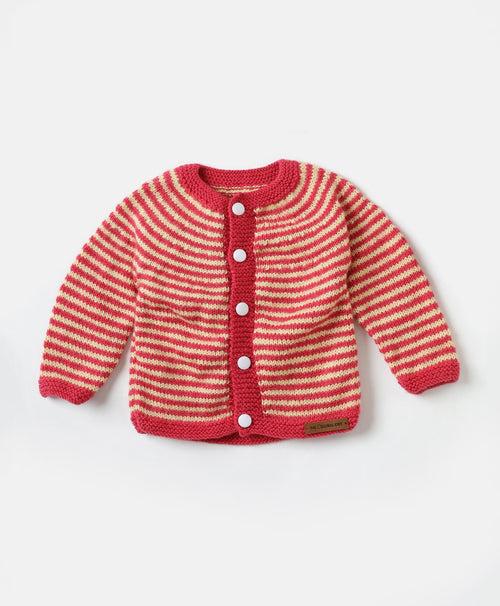 Handmade Striped Sweater- Pink & Off White