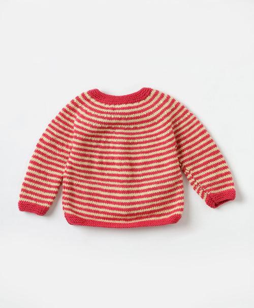 Handmade Striped Sweater- Pink & Off White