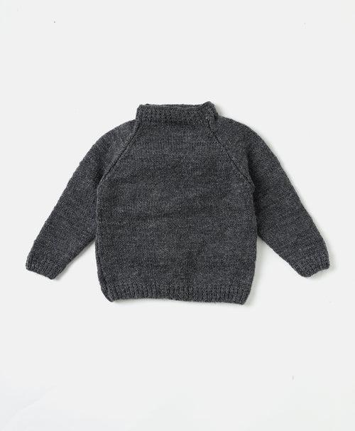 Handmade Monkey Embellished Sweater- Dark Grey & Brown
