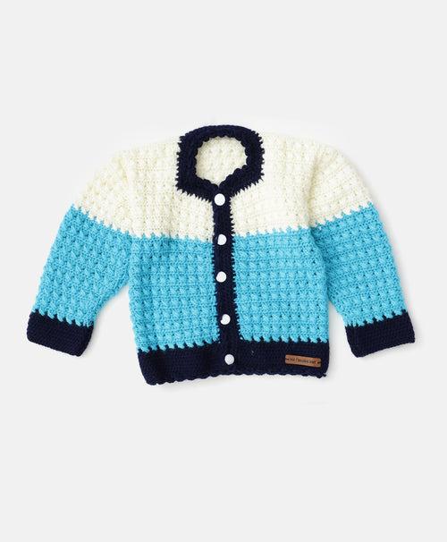 Unisex Kids Handmade Sweater Set- Blue & Off White