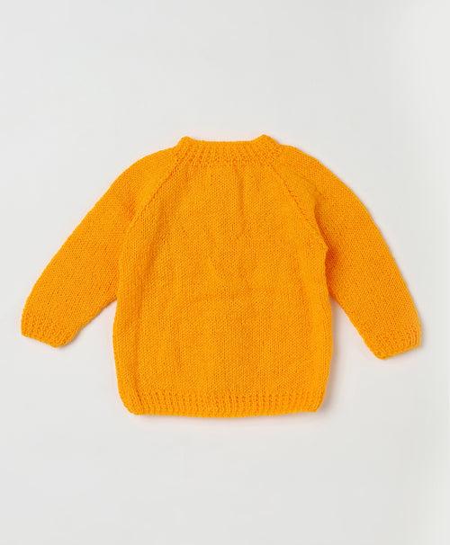 Flower Embroidered Handmade Sweater- Yellow