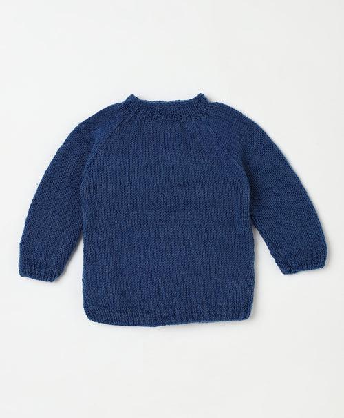 Teddy Embellished Handmade Sweater- Dark Blue