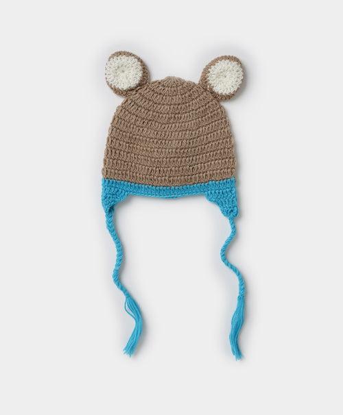 Handmade Teddy Cap- Beige & Blue