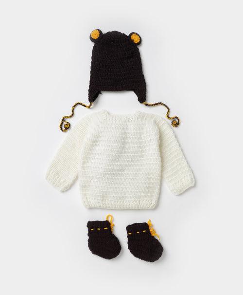 Handmade Monkey Sweater Set- Cream & Brown