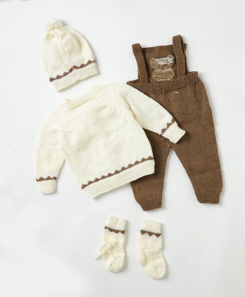 Woodland Friends Dungaree Set - Off White & Brown