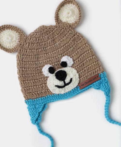 Handmade Teddy Cap- Beige & Blue