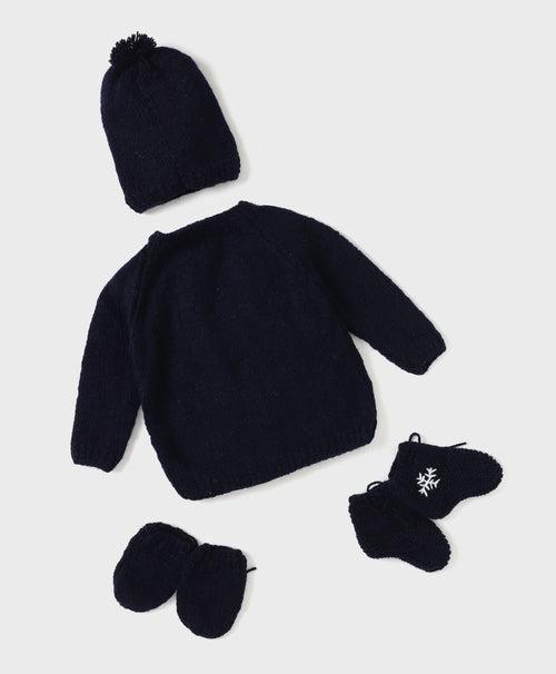 Handmade Santa Embellished Sweater Set- Navy Blue