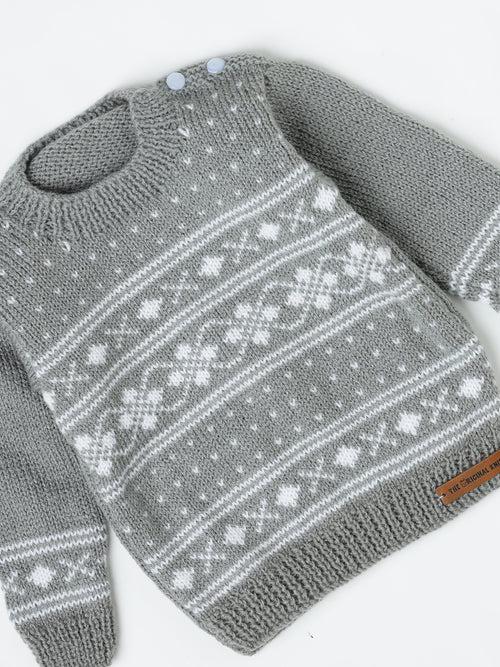 Handmade Knitted Pyjama Set- Grey & White